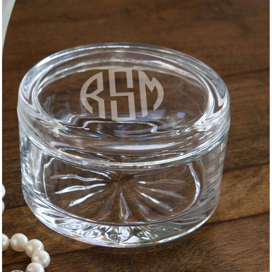 Deep Etched Monogram Crystal Celestial Box